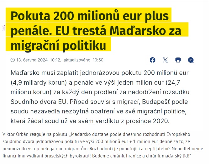 EU trestá Maďarsko!
