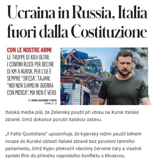 zelensky italske zbrane bez povoleni